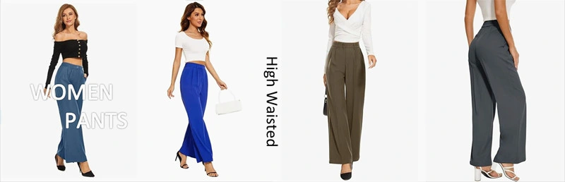 Women&prime;s Casual Vertical Striped High Waisted Wide Leg Pants