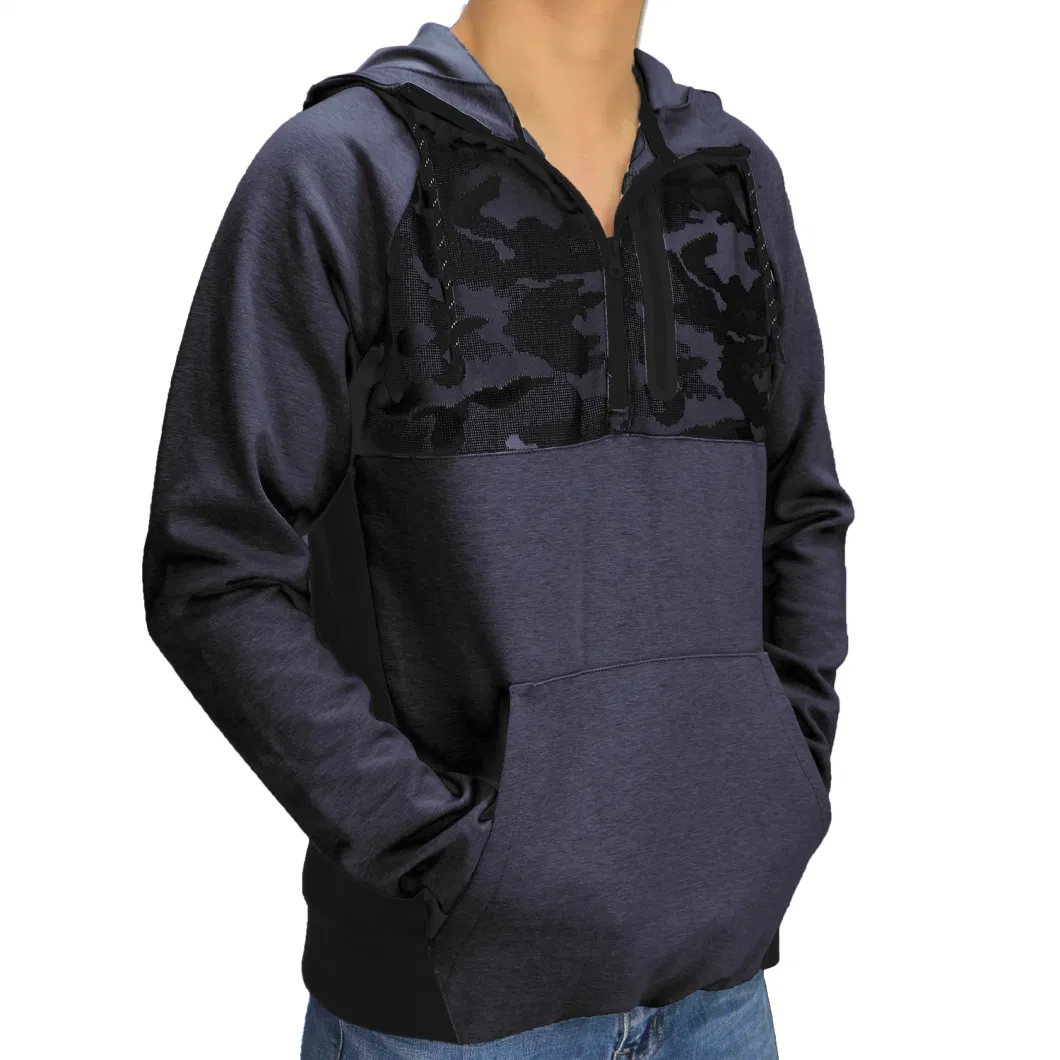 Mens Knitted Sportswear Men Jogging Hoodie Half Zip Pullover