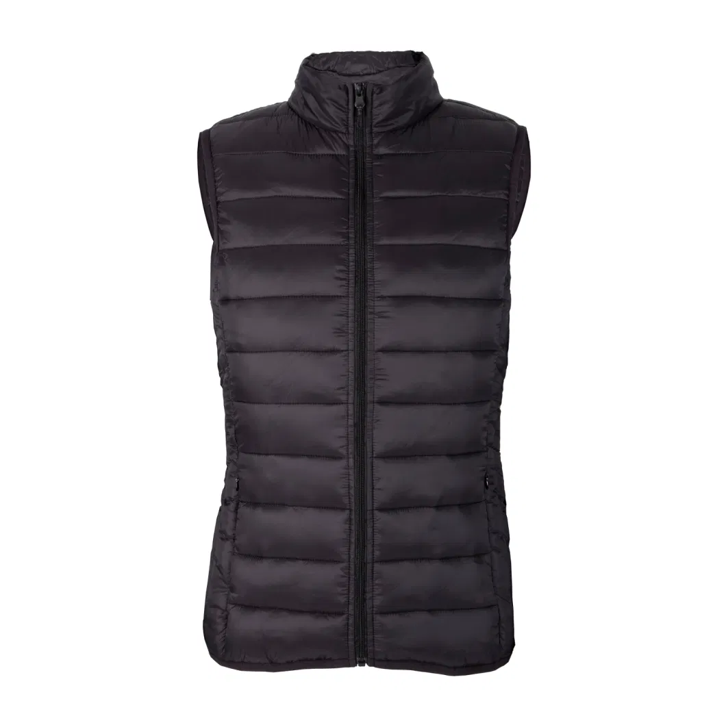 Women&prime;s Ultra Light Packable Full Zip Solid Puffer Vest Customize Logo Wholesale