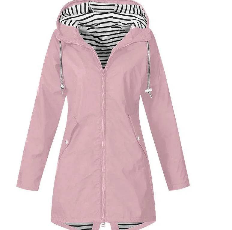 Customize Polyester Waterproof PU Rain Coat Fashion Rainwear Long Raincoat Jacket Women