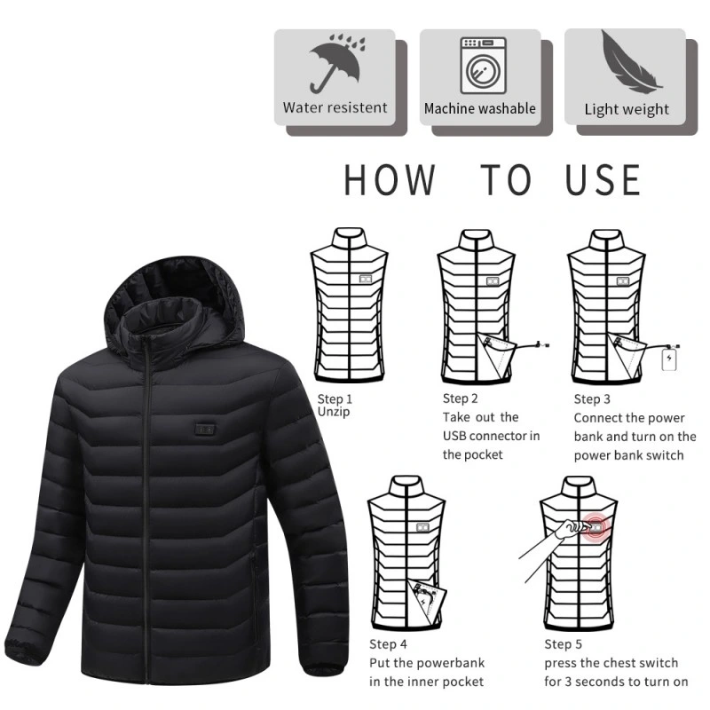 Winter Electric Warm Jacket Waterproof Hoodie Jacket Heated Jacket