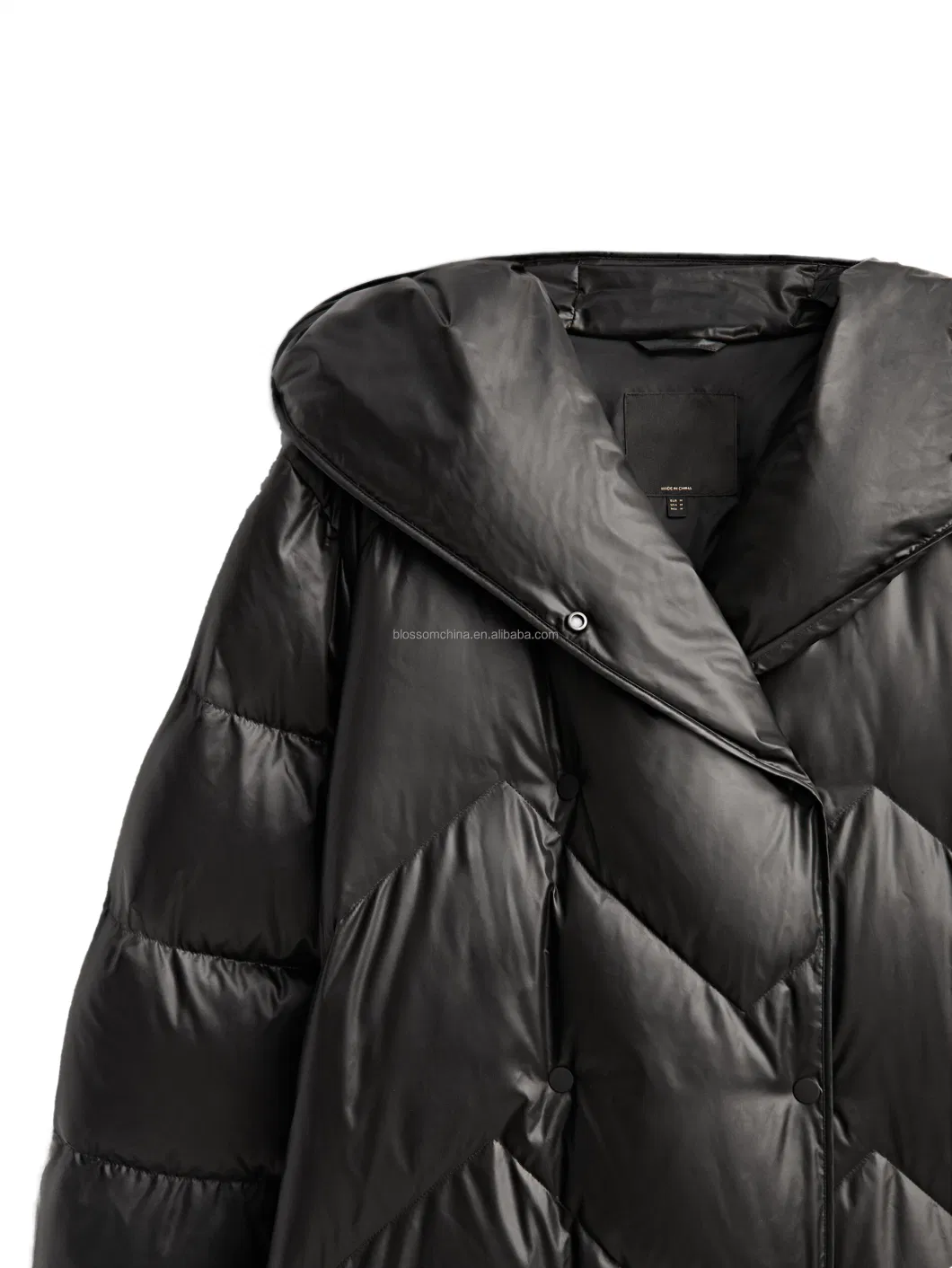 OEM Winter Warm Long Loose Down Padded Jacket for Women with Hood