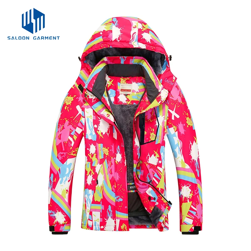 Winter Insulated Warm 100% Polyester Cotton Waterproof Sports Wear Snowsuit Ski Jacket