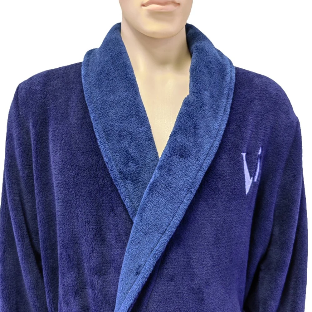 Promotional Adult Men Bathrobe Coral Fleece with Small Emb. on The Chest