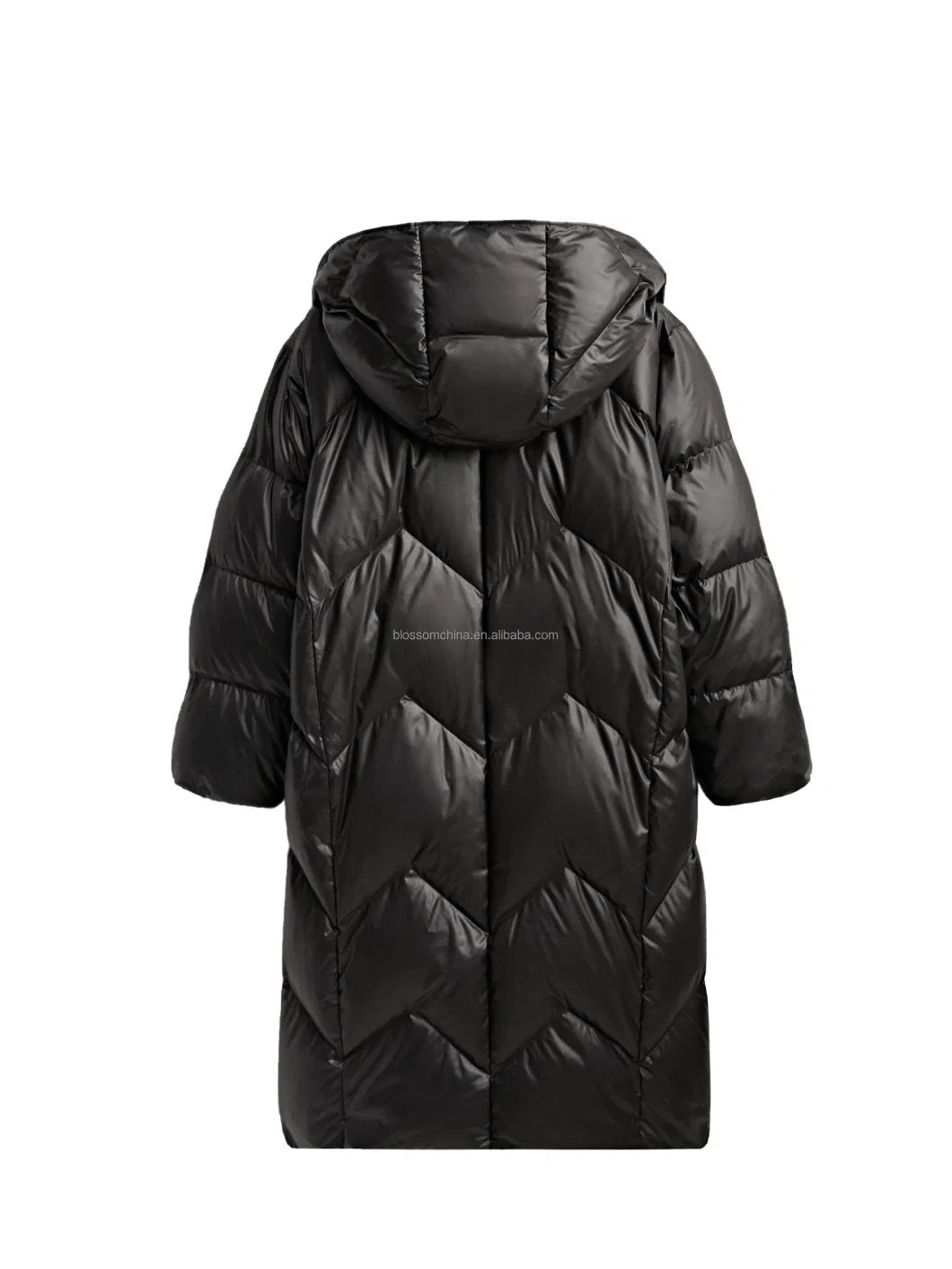 OEM Winter Warm Long Loose Down Padded Jacket for Women with Hood