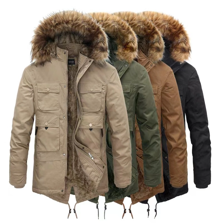 Quilt Padding Jacket with Fake Fur on Hood Edge