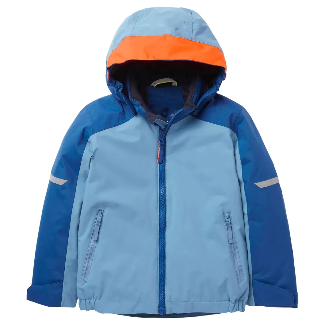 Outdoor Ski Jacket for Children with Oversized Hood and Faux Fur