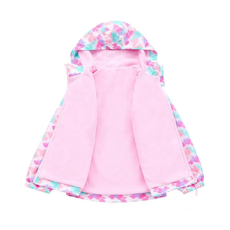 Colorful Hoodie Children Fleece Lined Windbreaker Breathable Outdoor Wear