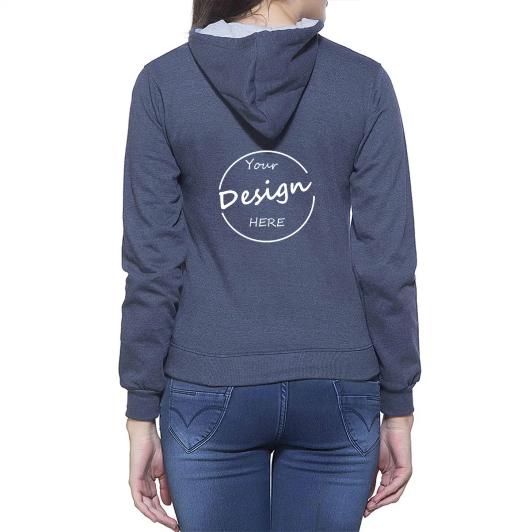 OEM High Quality 100 Cotton French Terry Jacket Custom Logo Screen Print Zip up Hoodie Women Slim Fit Jacket