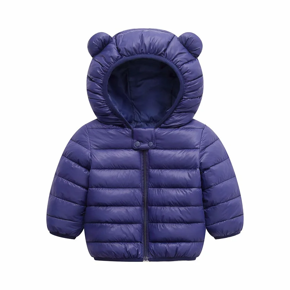 Asiapo China Factory Kids Boys Girls Winter Lightweight Durable Lovely Active Padded Puffer Jacket with Bear Hood