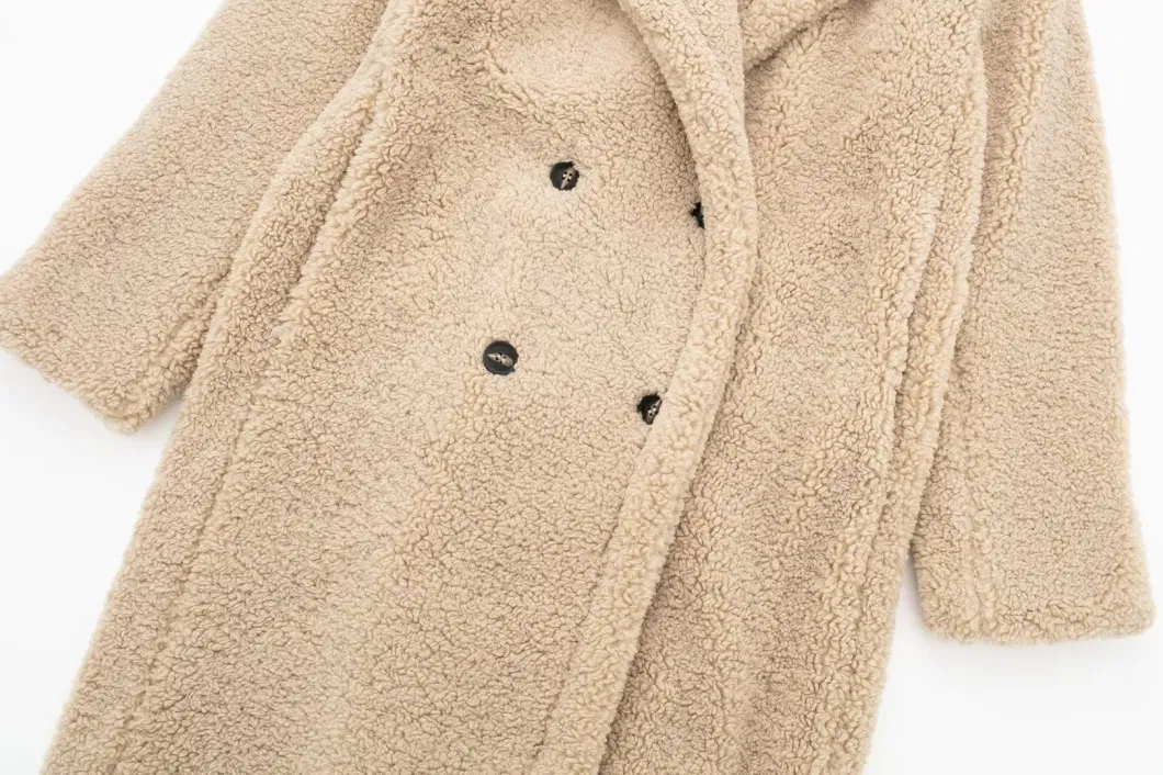 Pb&Za Women&prime;s Clothing Wholesale Winter Double-Breasted Thickened Fleece Coat