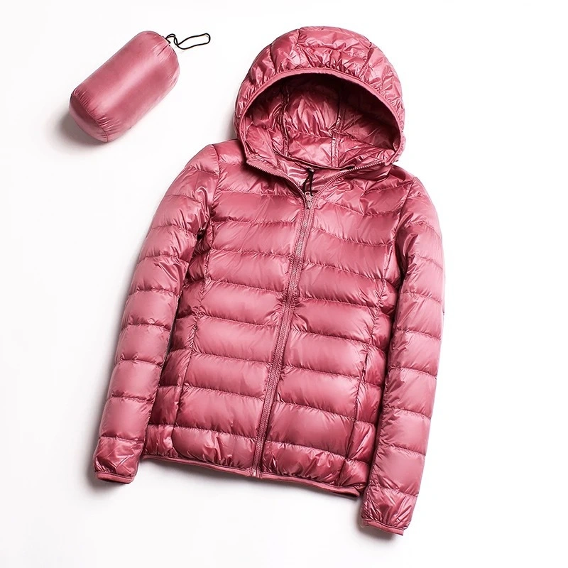 Women Long Sleeve Puffer Jacket Hooded Packable Lightweight Short Down Jacket