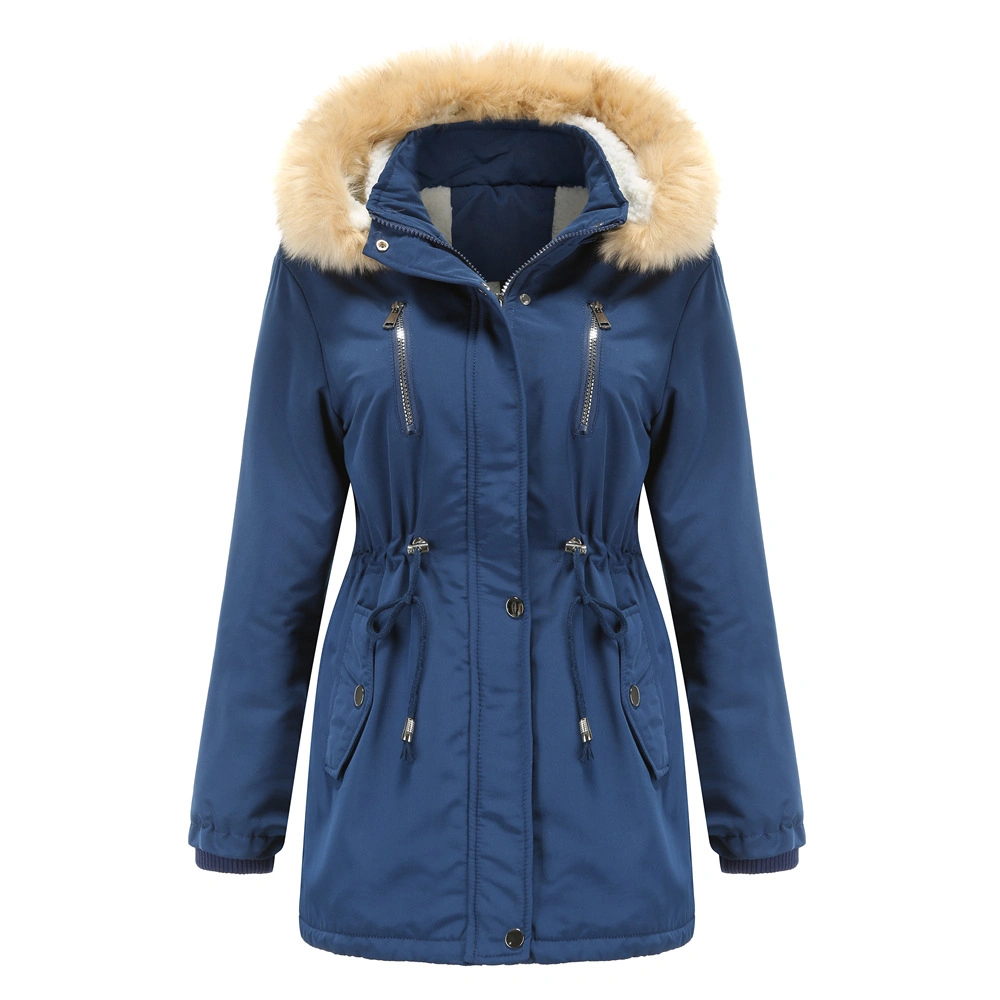 Womens Thick Velvet Winter Jackets Coat Women Detachable Hoody Fleece Winter Jacket