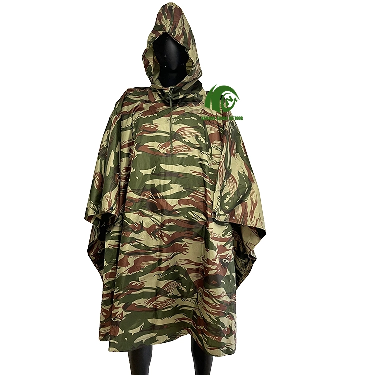 Kango Custom PVC Military Pocket Waterproof Rain Suit Coat Jacket Camouflage Raincoats Rain Poncho for Men Women Adults