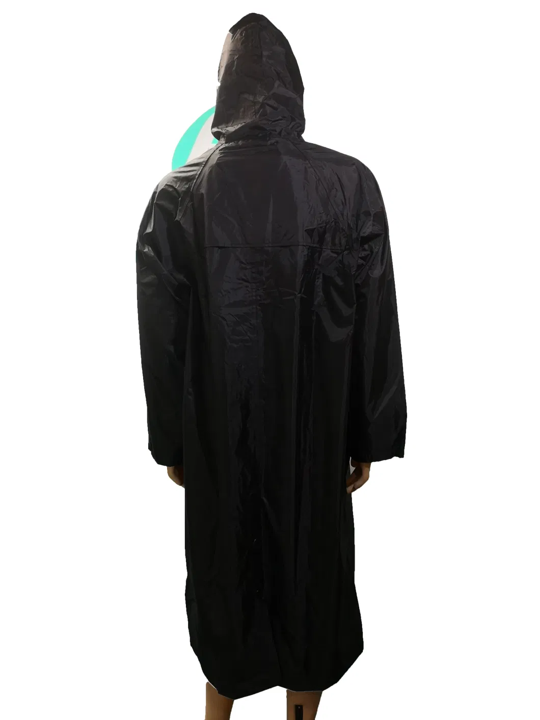 Black Waterproof Jacket with Hood 190t Polyester/PVC Rain Coats