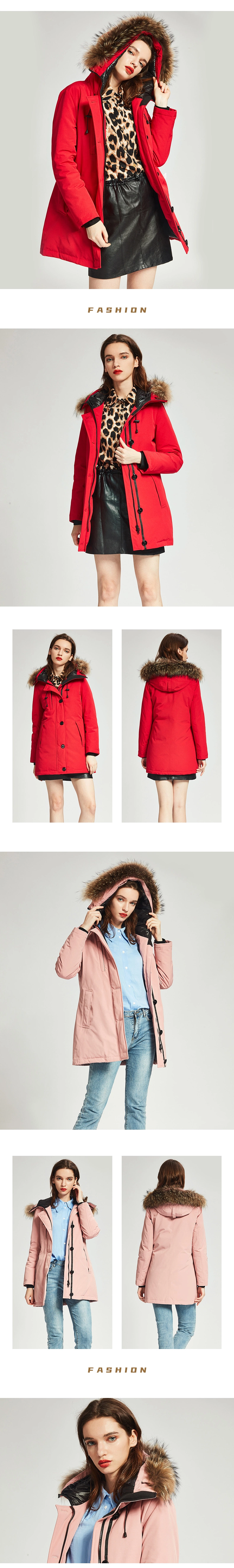 Winter Parka Puffer Down Jacket for Women with Fur Hood