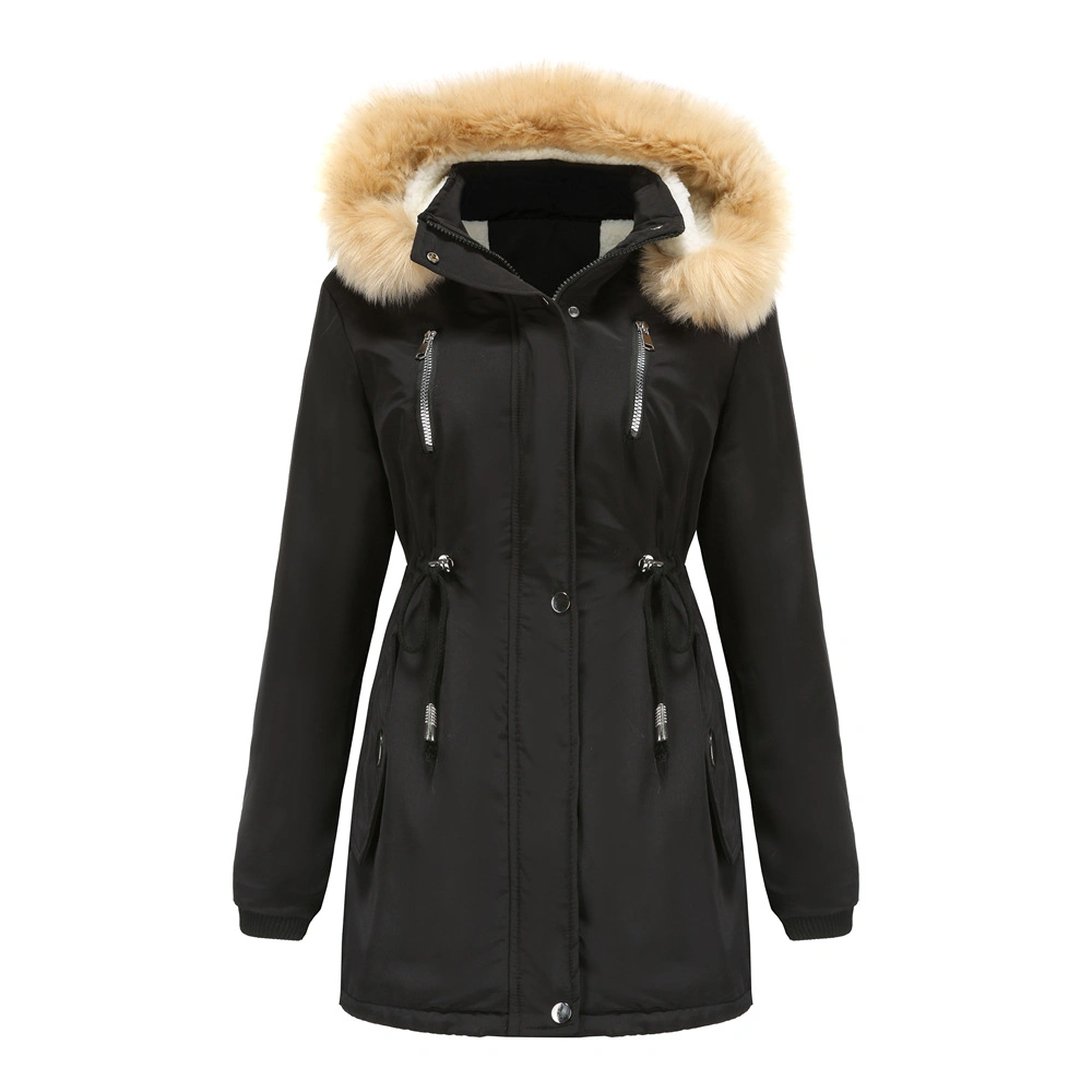 Womens Thick Velvet Winter Jackets Coat Women Detachable Hoody Fleece Winter Jacket