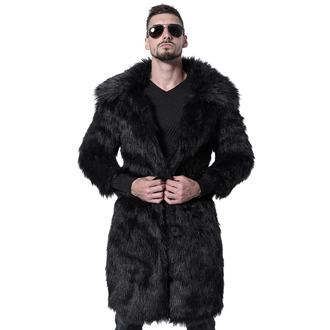 Eco-Friendly Men&prime;s Faux Fur Coat: European &amp; Us Style