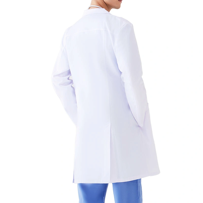 Professional Long Sleeves Medical Coat Doctor White Hospital Labcoat for Men