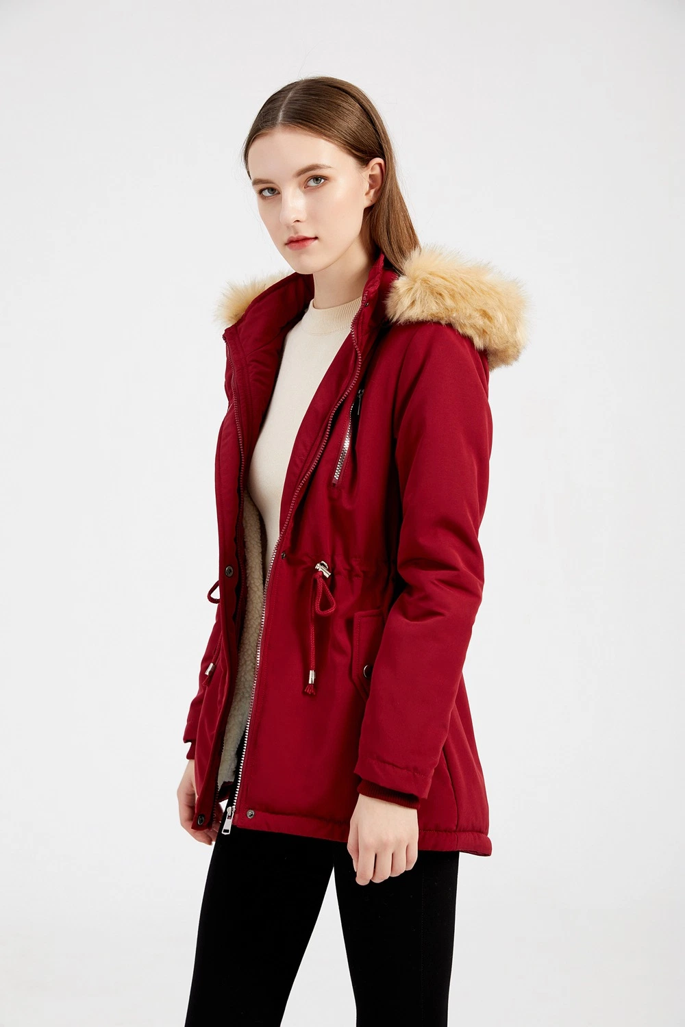 Womens Thick Velvet Winter Jackets Coat Women Detachable Hoody Fleece Winter Jacket