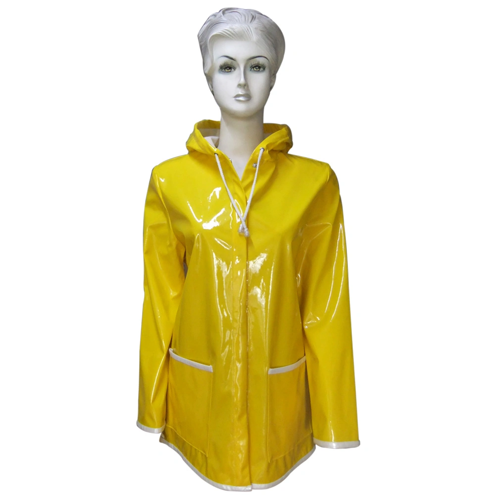 PU Leather Rain Jacket Rain Coat for Women