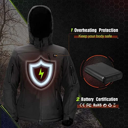 Winter Outdoor Soft Shell Electric Heated Jacket for Men and Women with Battery Pack