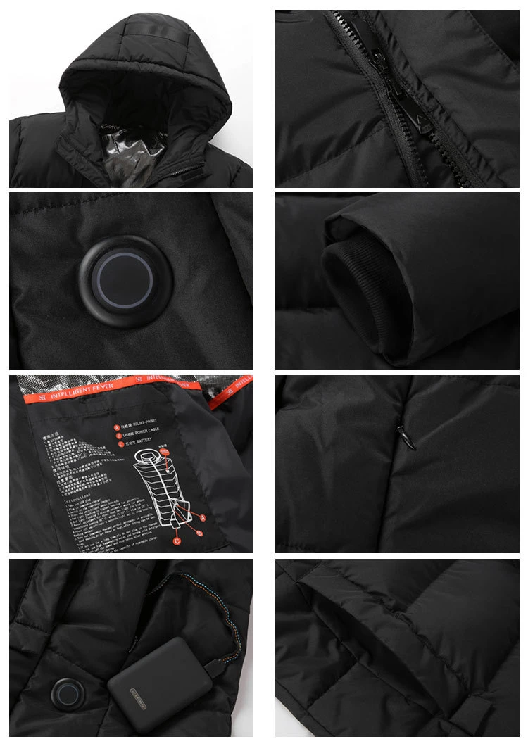 Custom Men Coats Winter USB Heating Outwear Parka Heated Down Jackets