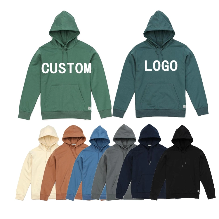 Wholesale Custom Bluza Hooded Men Thick French Terry or Fleece Fabric Solid Basic Pullover Sweatshirts High Quality Texture Pullover Hoodies