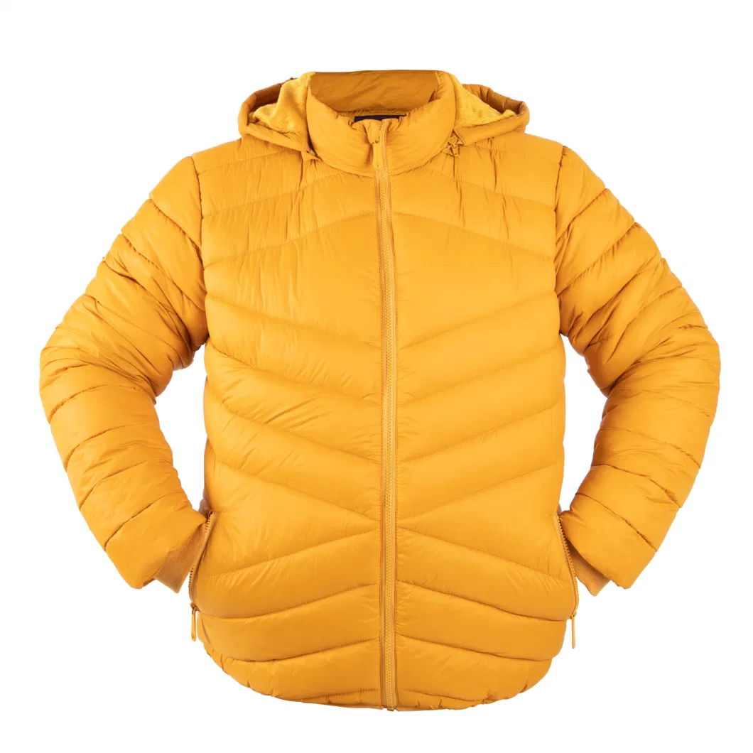 Men&prime;s Windproof Breathable Outdoor Puffer Solid Color Full Zip Jacket