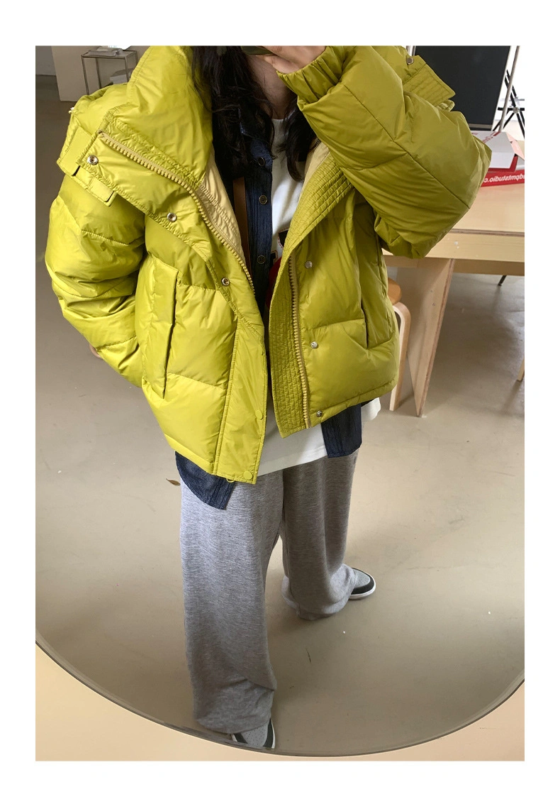 Winter New Hooded Warm Jacket Women&prime;s White-Duck-Down Short Down Jacket