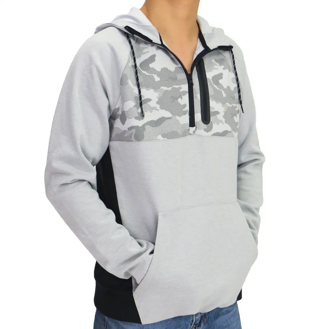 Mens Knitted Sportswear Men Jogging Hoodie Half Zip Pullover