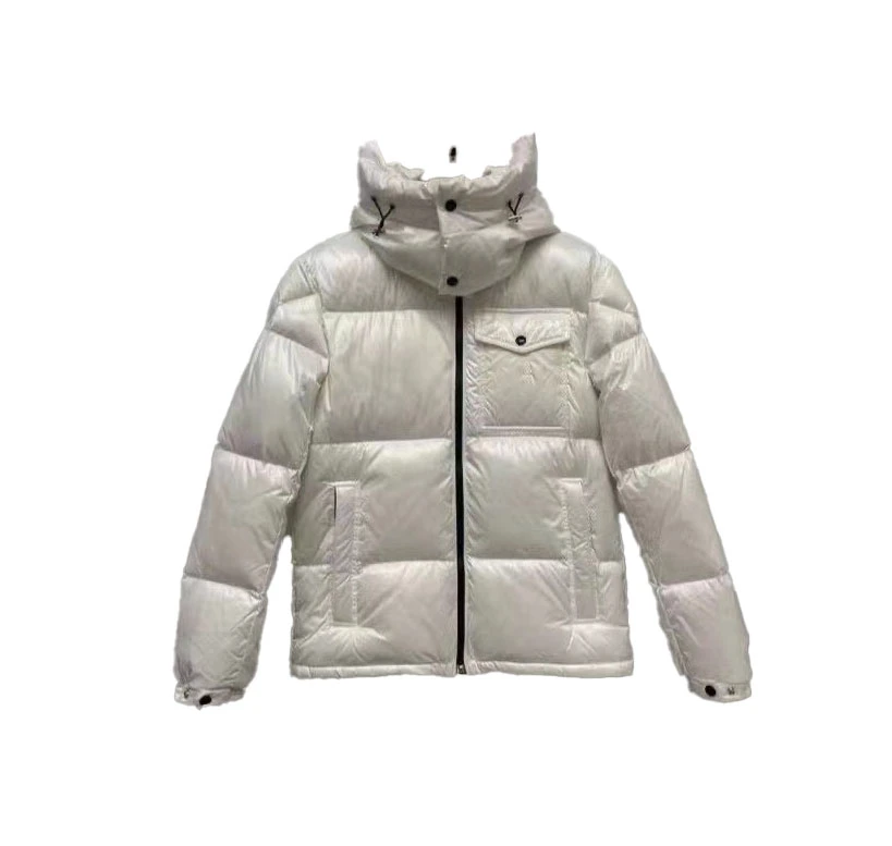 Custom Brand Men Winter Outdoor Foldable Light White Goose Down Jacket Hood Coat Men&prime;s Down Coat Polyester Woven Print Pattern