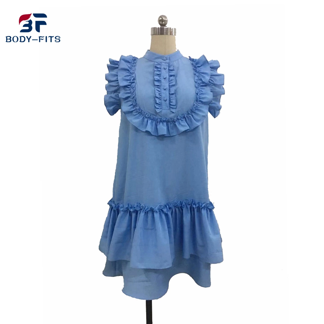 Custom Women Fashion Shirt Dress Peplum Button up Ladies Elegant Summer Dresses