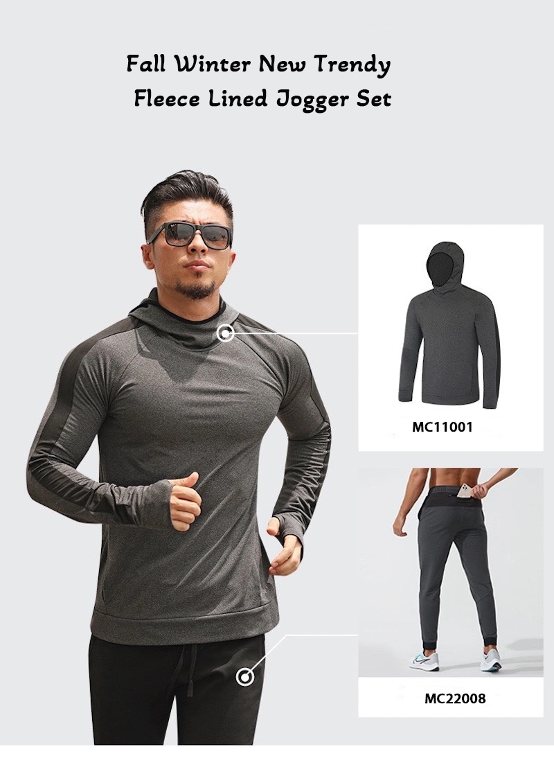 Factory Price Men&prime;s Casual Fleece Lined Long Sleeve Gym Hooded Sweatshirts with Thumb Holes for Male, Custom Logo Winter Windbreaker Athletic Hoodie Pullovers