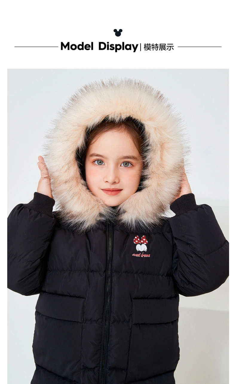 Children Faux Fur Collar Down Winter Long Casacas Jacket Kids Parka