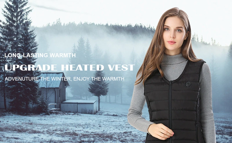 Womens Padded Sleeveless Adjustable Temperature Heated Vest Lightweight Insulated Electric Vest