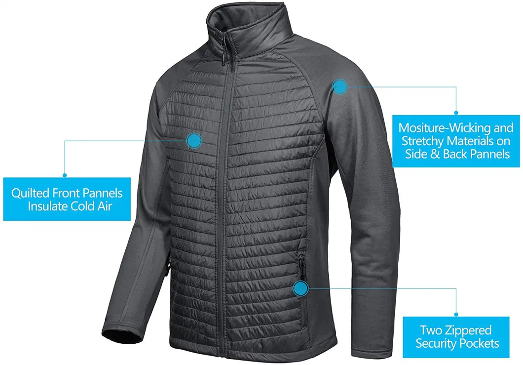 Men&prime; S Insulated Running Warm Jacket, Thermal Hybrid Hiking Jacket