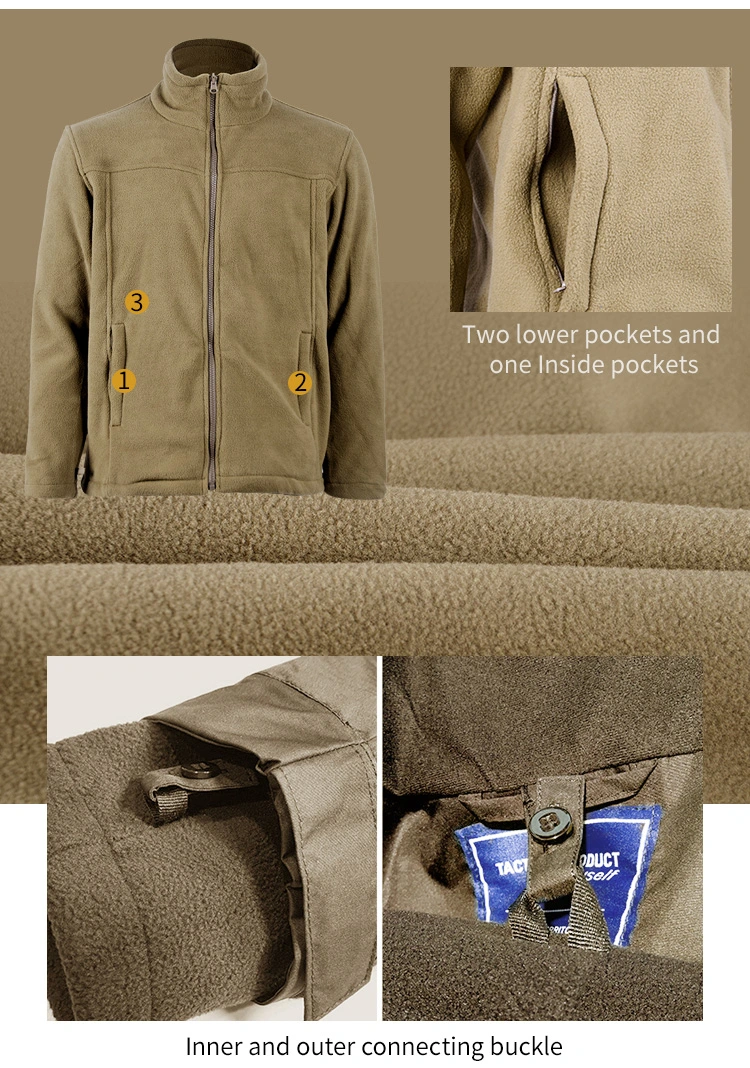 Khaki Causal 3 in 1 Fleece Lined Hiking Jacket