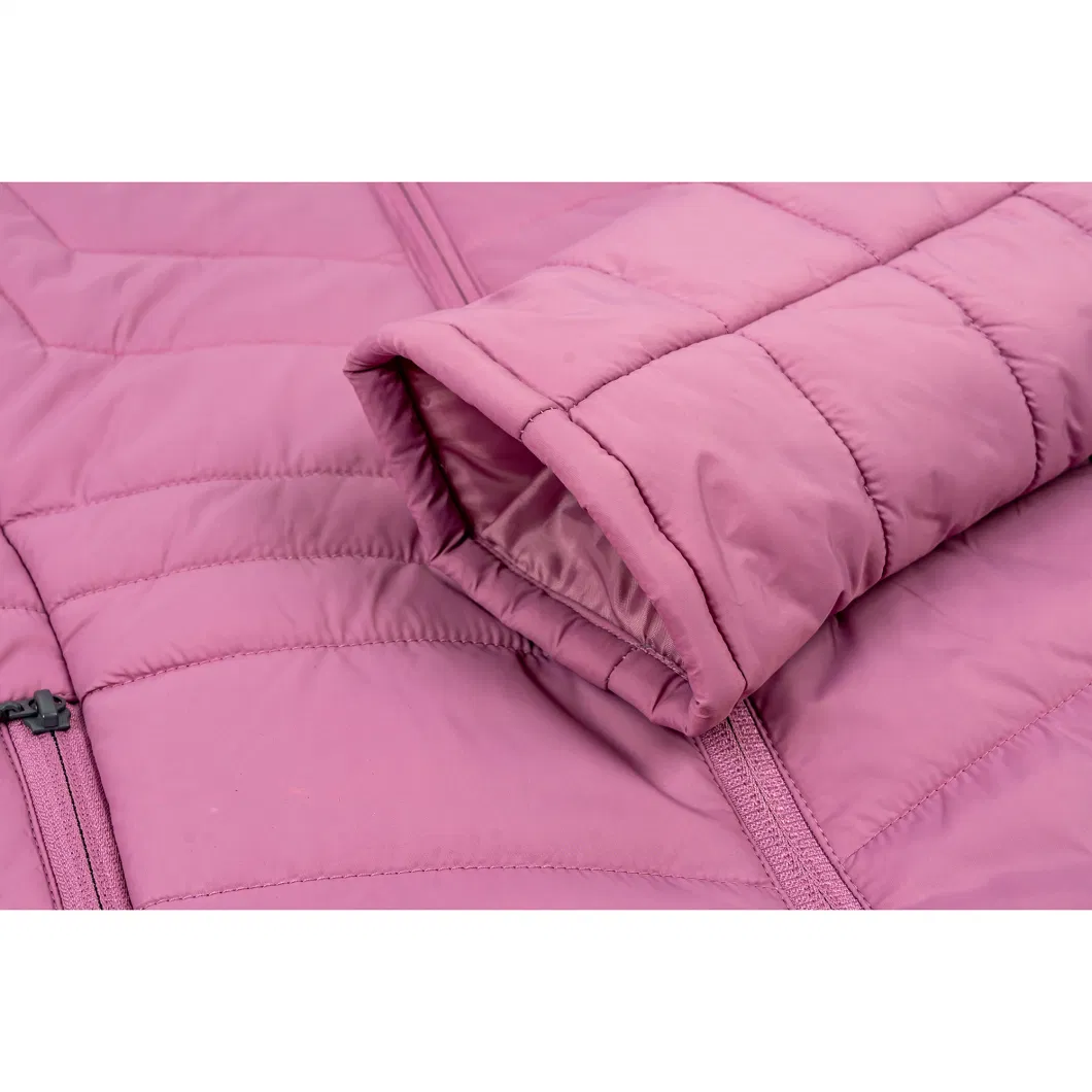 Asiapo China Factory Women&prime;s Hot Selling Pink Hooded Zippered Parkas Casual Travel Outdoor Fashion Puffer Jackets