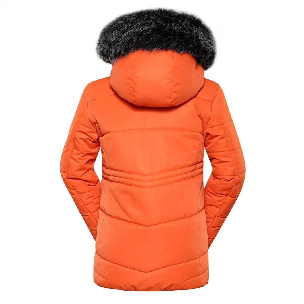 Outdoor Ski Jacket for Children with Oversized Hood and Faux Fur