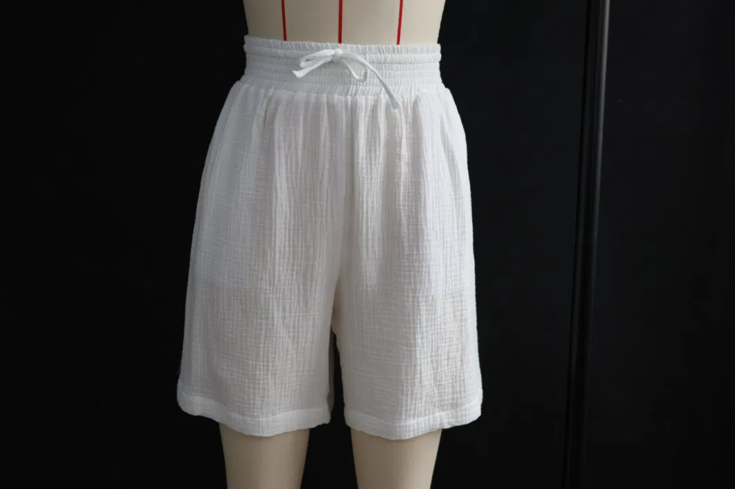 Women Short Pant White Summer 100%Cotton Breathable