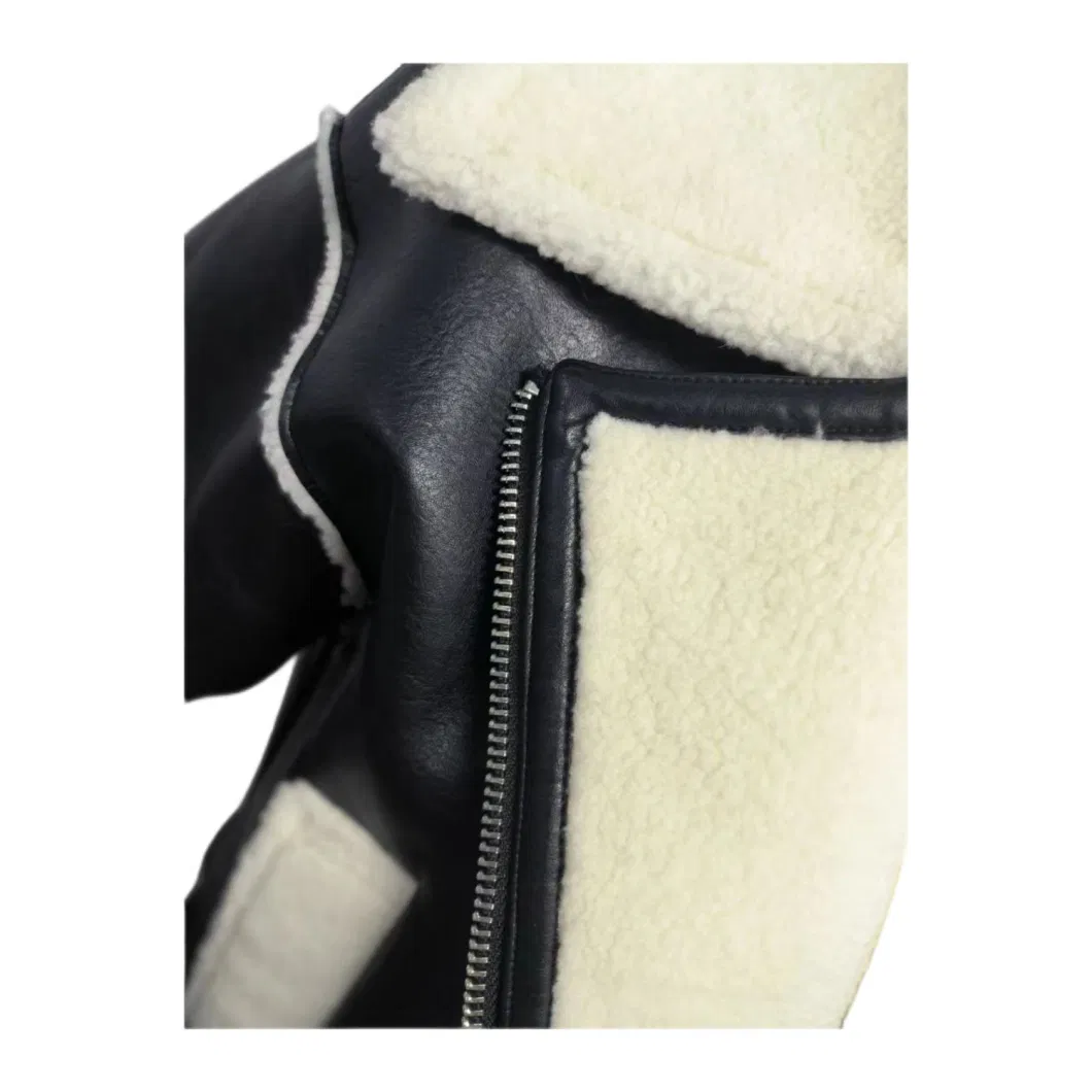 Women&prime;s Fashion Clothing Leather Fur Jacket Winter Clothes PU Faux Leather Jacket