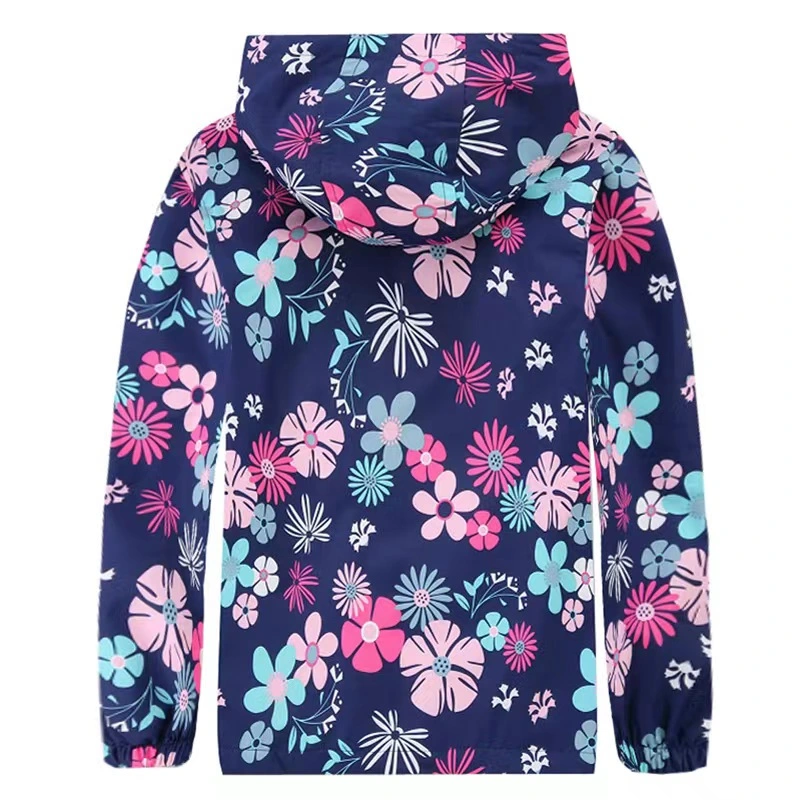 Girls Outdoor Jacket Printed Interchange Jacket Fleece Lined Casual Hoodie