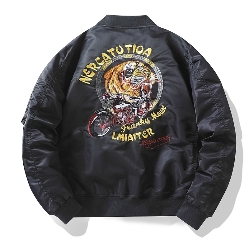Custom Embroidery Logo Men&prime;s Windbreaker Outerwear Jackets Plus Size Badge Patch Winter Vintage Polyester Waterproof Oversized Bomber Jacket