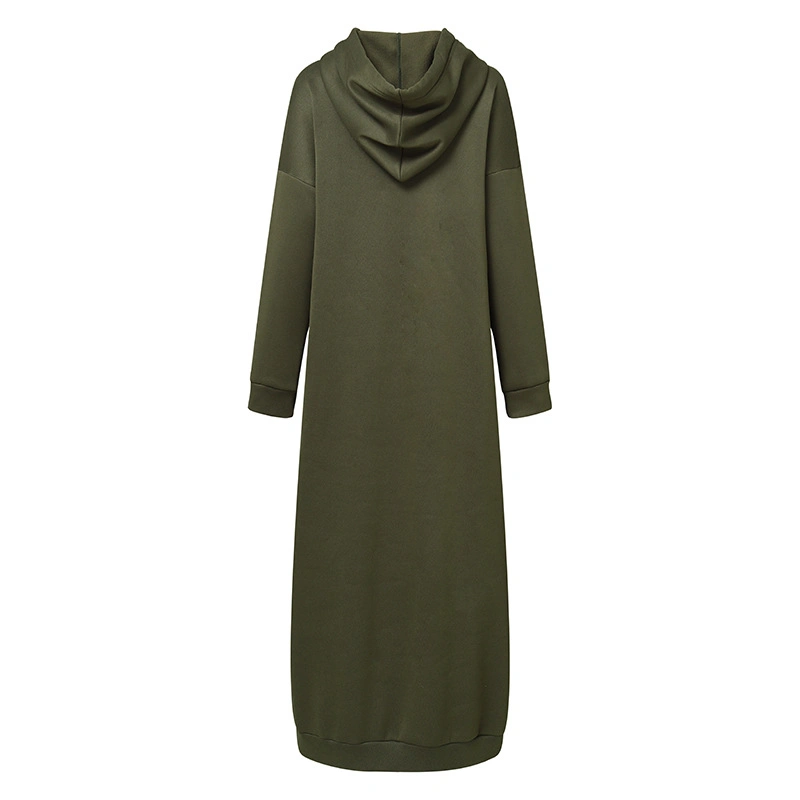 Private Label Soft Big Plus Size Muslim Oversized Casual Cotton Maxi Women Long Hoodie Dress for Women Hoodie Wholesale