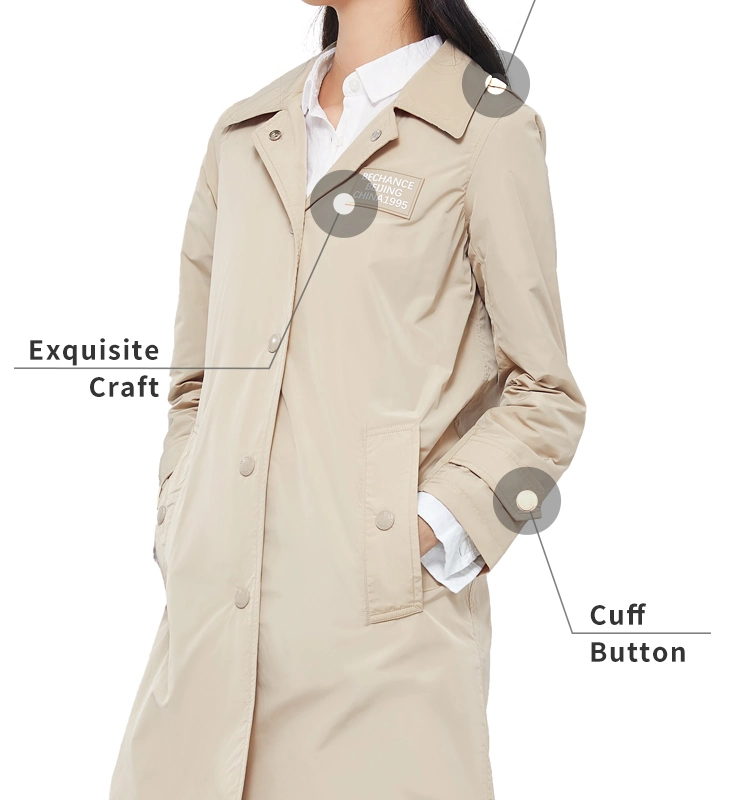 Winter Windbreaker Solid Color Women Long Trench Coat with Belt