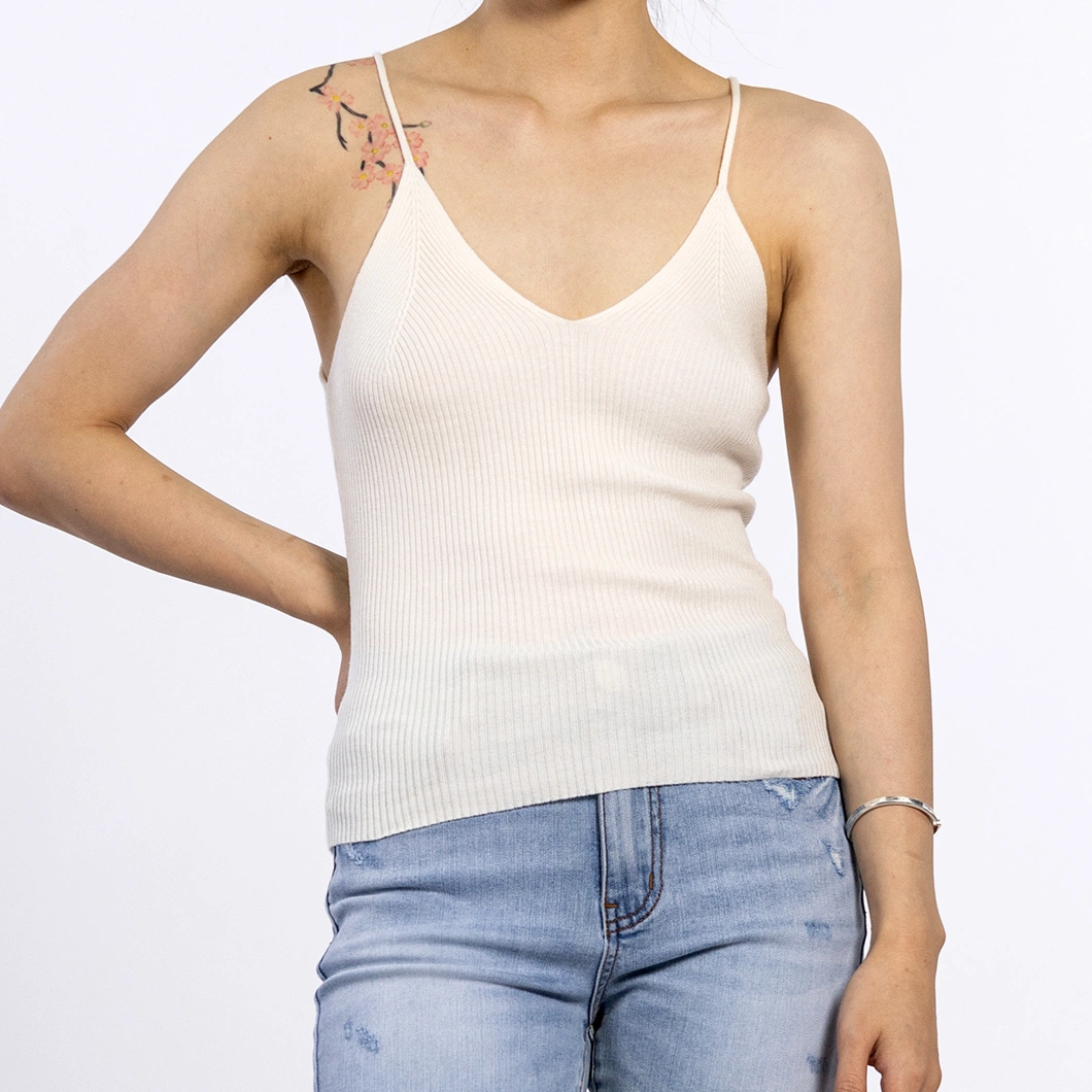 Custom Knitted Sling Knitted Cotton Female Top Backless Sleeveless Women Shirts