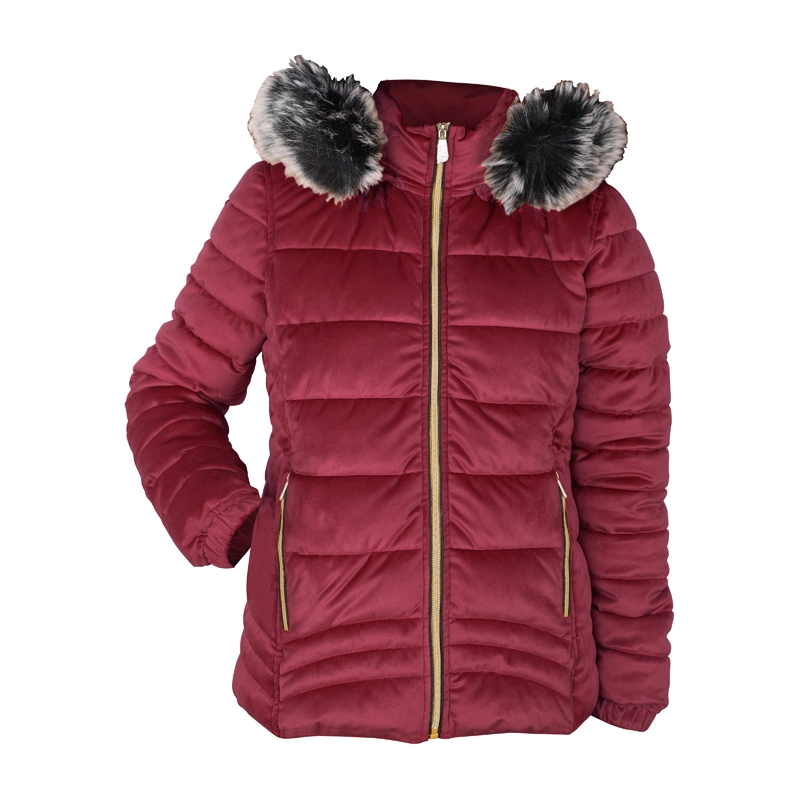 Black Velvet Women Hooded Down Jacket