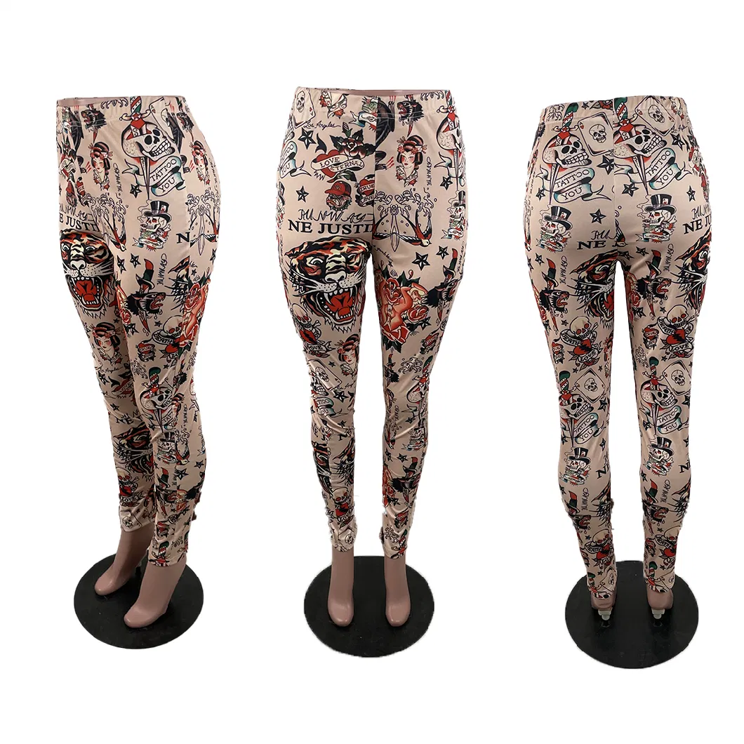 L99460 Women&prime;s Latest Cheap Casual Print Pant