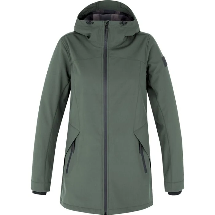 Ladies Softshell Long Coat with Reinforced Seams and High Collar